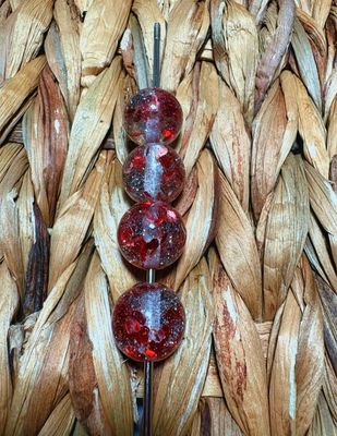 15mm Red Glitter Heart Confetti Beads