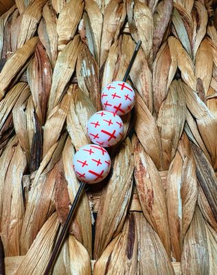 15mm Red Cross Printed Silicone Beads