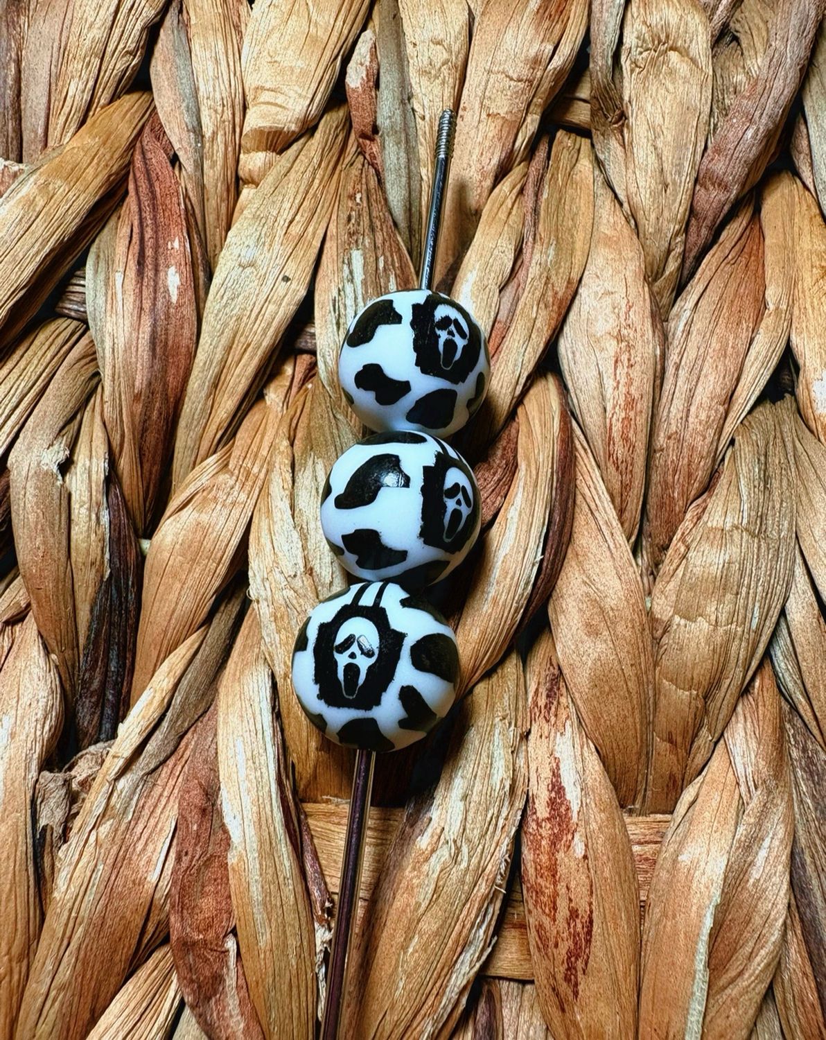 15mm Ghost Face Printed Silicone Beads