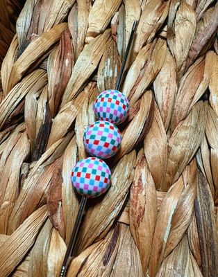 15mm Checkered Printed Silicone Beads