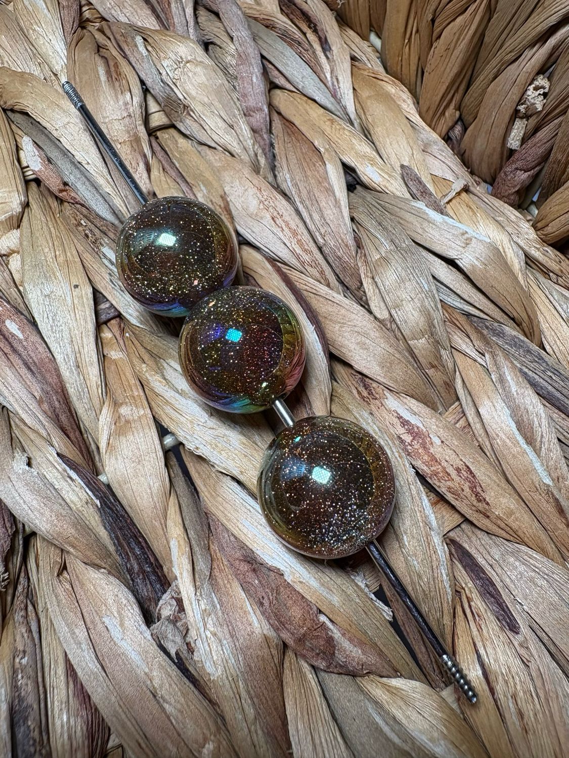 20mm Brown UV Glitter Beads