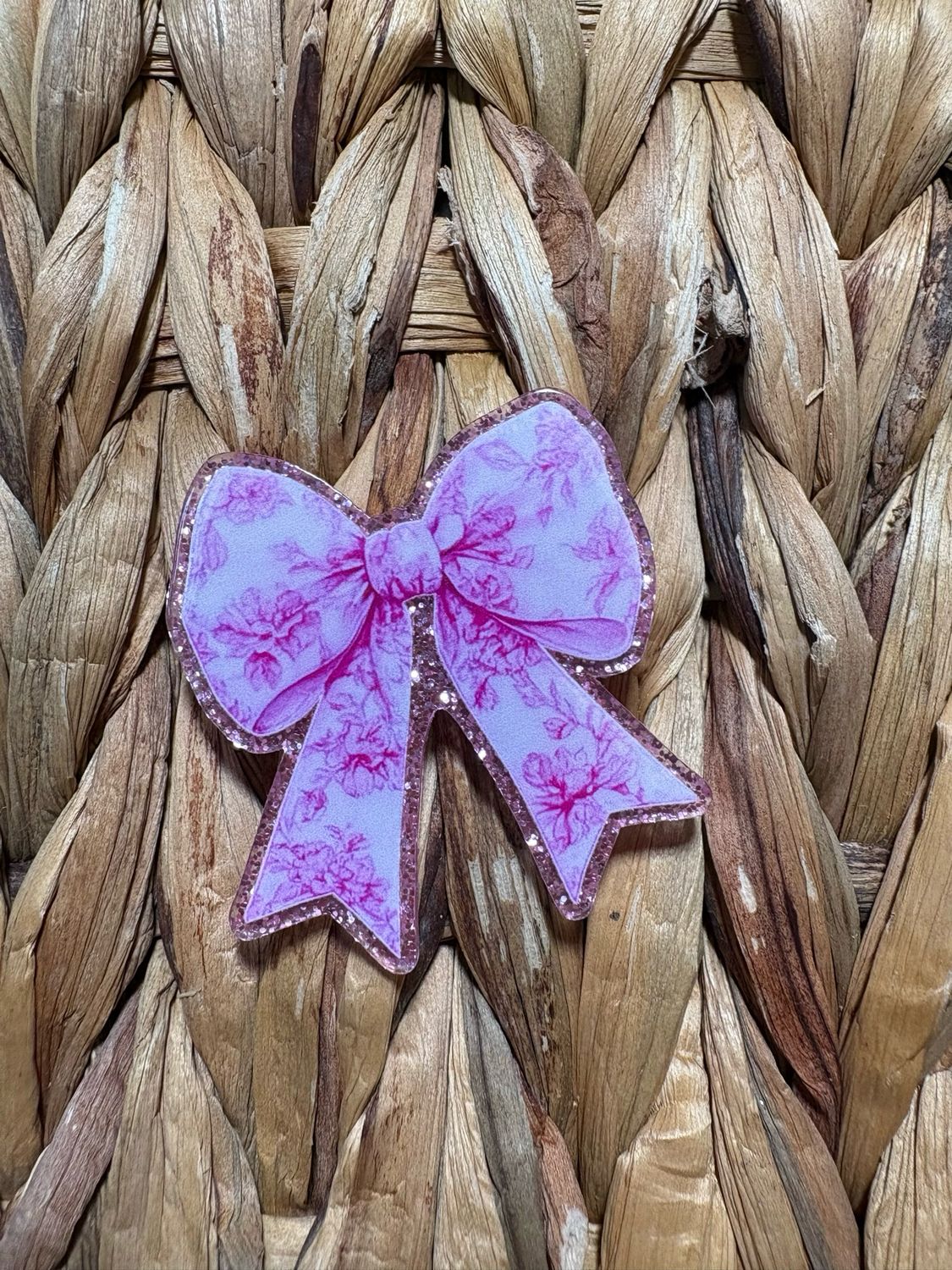 Pink Flower Bow Acrylic