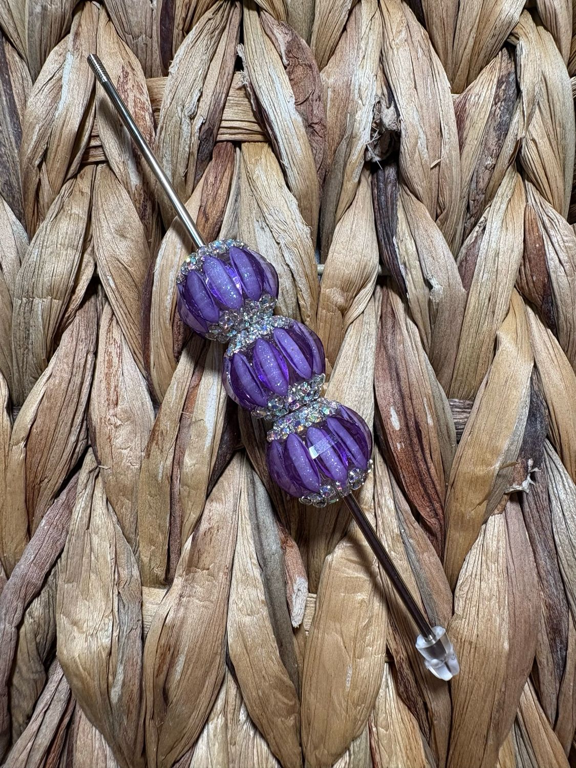Purple Rhinestone Pumpkin Beads
