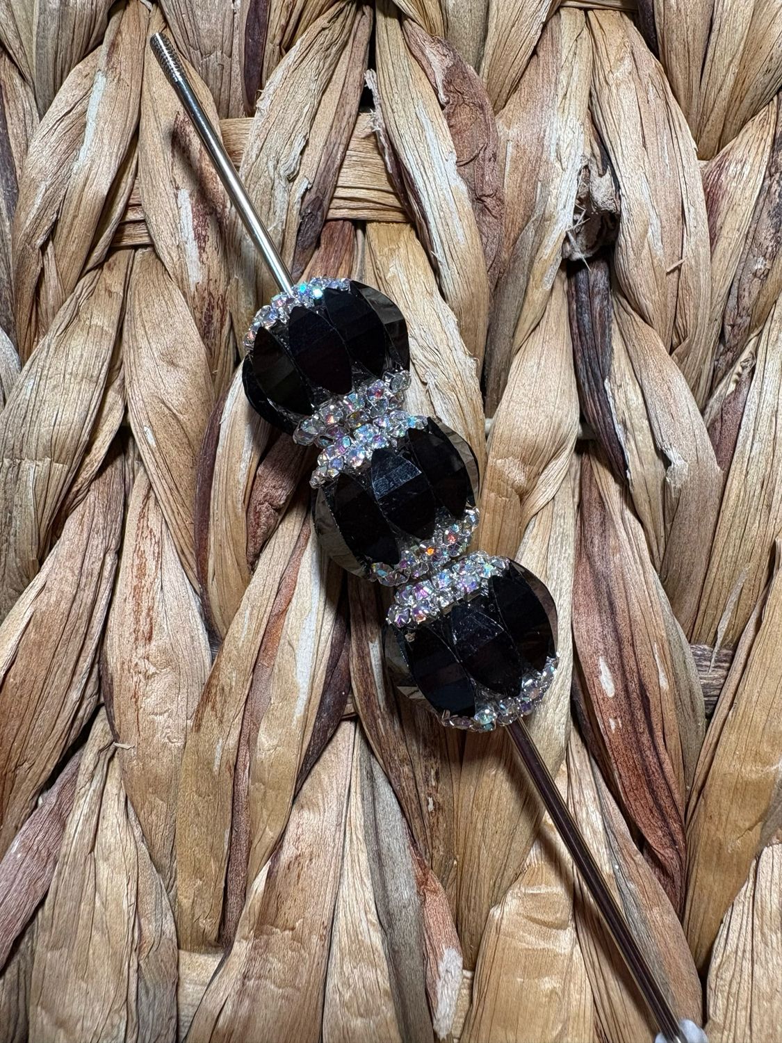 Black Rhinestone Pumpkin Beads