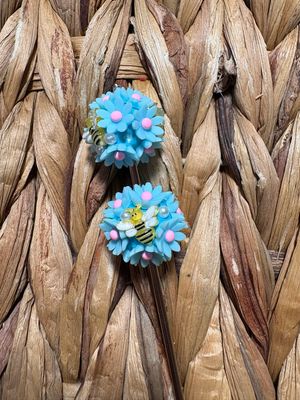 Blue Bee Flower Beads