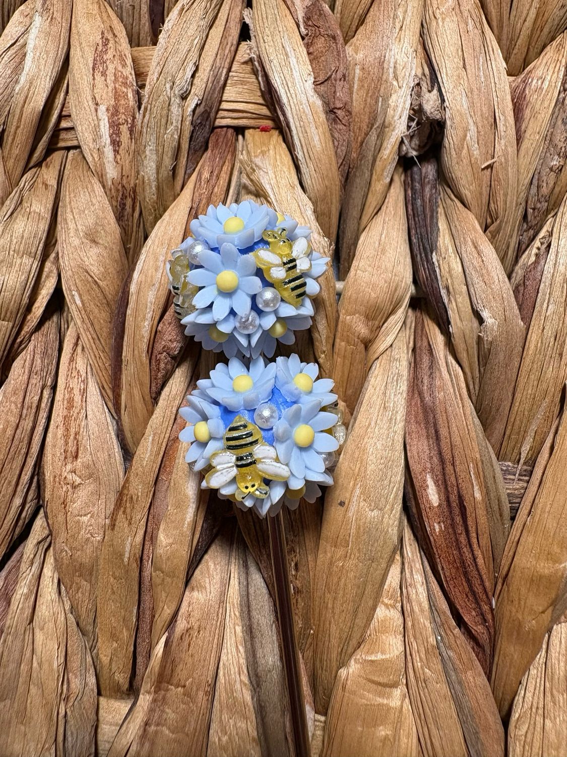 Light Blue Bee Flower Beads