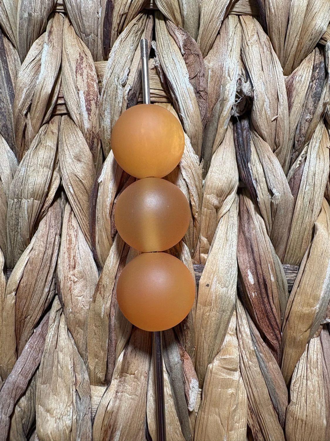 20mm Orange Frosted Cateye Beads