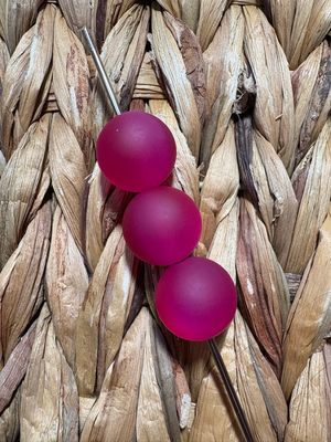 20mm Dark Pink Frosted Cateye Beads