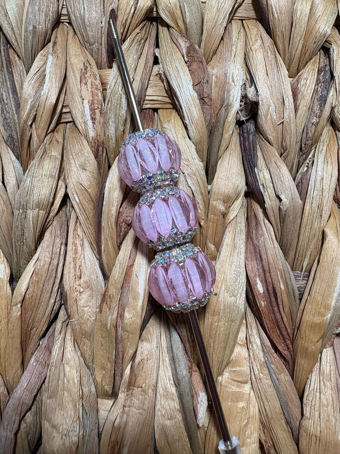 Light Pink Rhinestone Pumpkin Beads