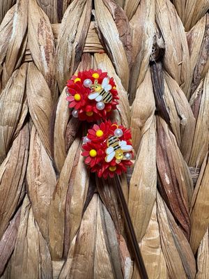 Red Bee Flower Beads
