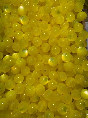12mm Yellow Cateye Beads