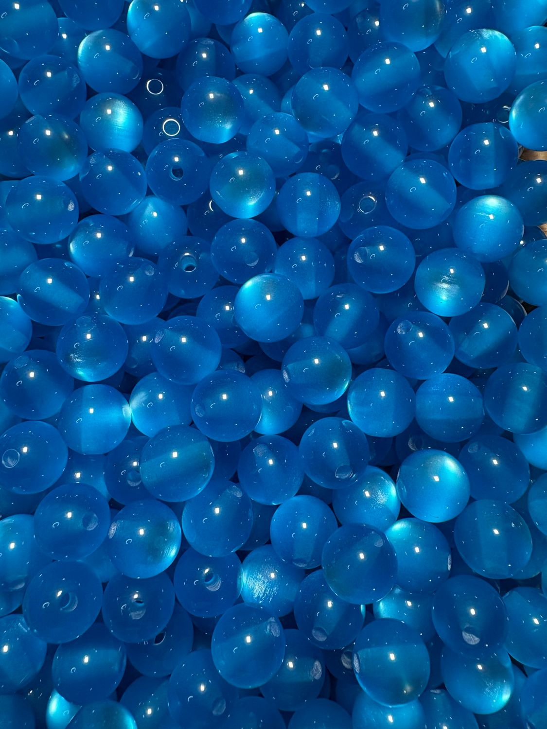 12mm Blue Cateye Beads