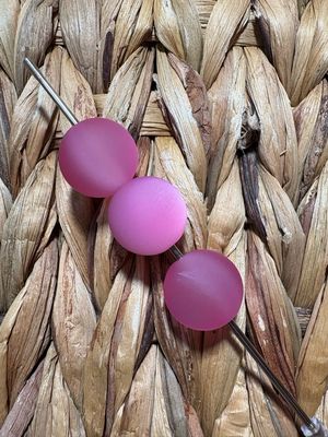 20mm Pink Frosted Cateye Beads