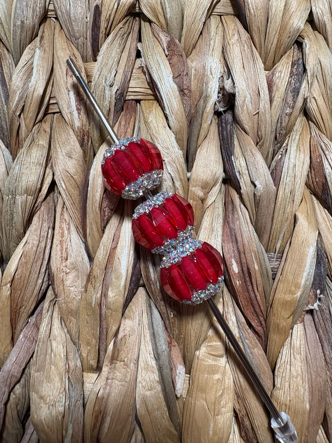 Red Rhinestone Pumpkin Beads