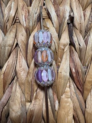 Rainbow Rhinestone Pumpkin Beads