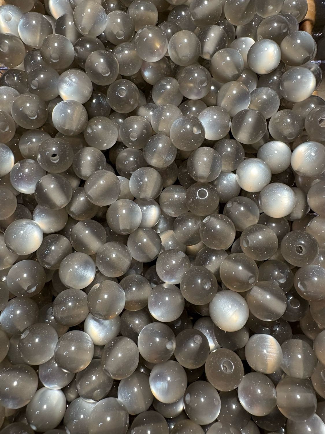 12mm Light Black Cateye Beads