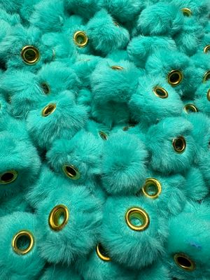 Turquoise Fluffy Pom Pom Spacer