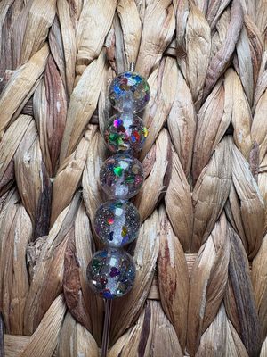 15mm Rainbow Glitter Heart Confetti Beads