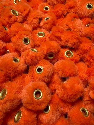 Bright Orange Fluffy Pom Pom Spacer