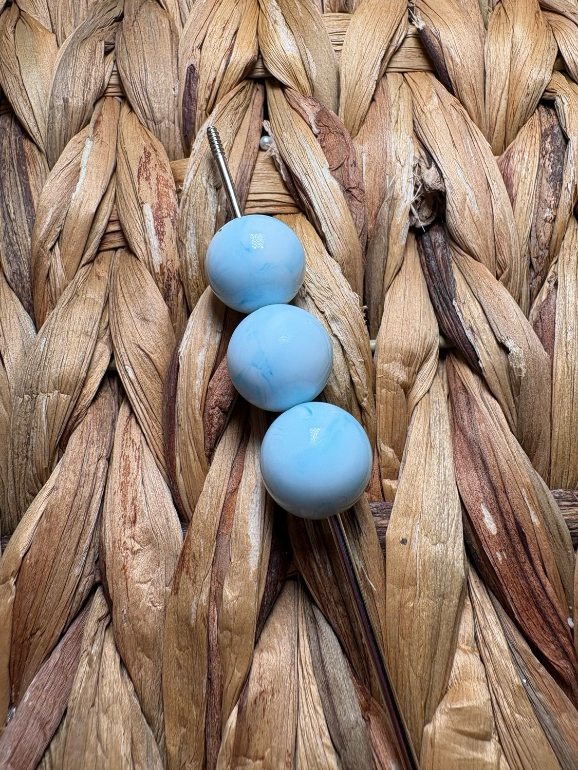 15mm Blue Marble Liquid Silicone Beads