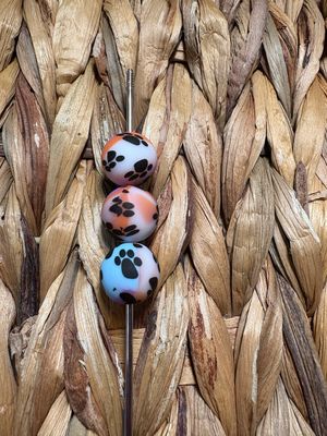Paw Print 15mm Silicone Beads