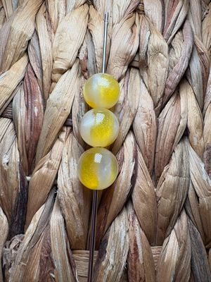 15mm Yellow and White Ombre Glitter Beads