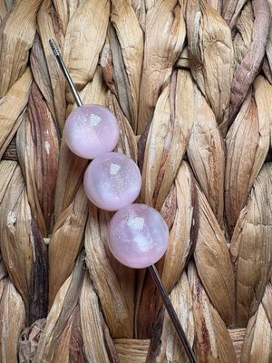 15mm Light Pink and White Ombre Glitter Beads