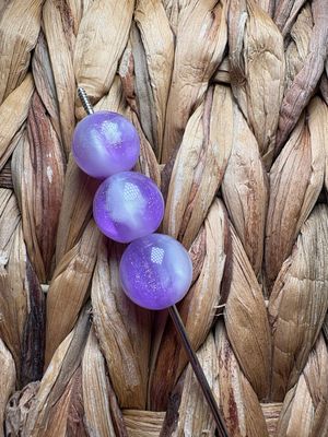 15mm Purple and White Ombre Glitter Beads