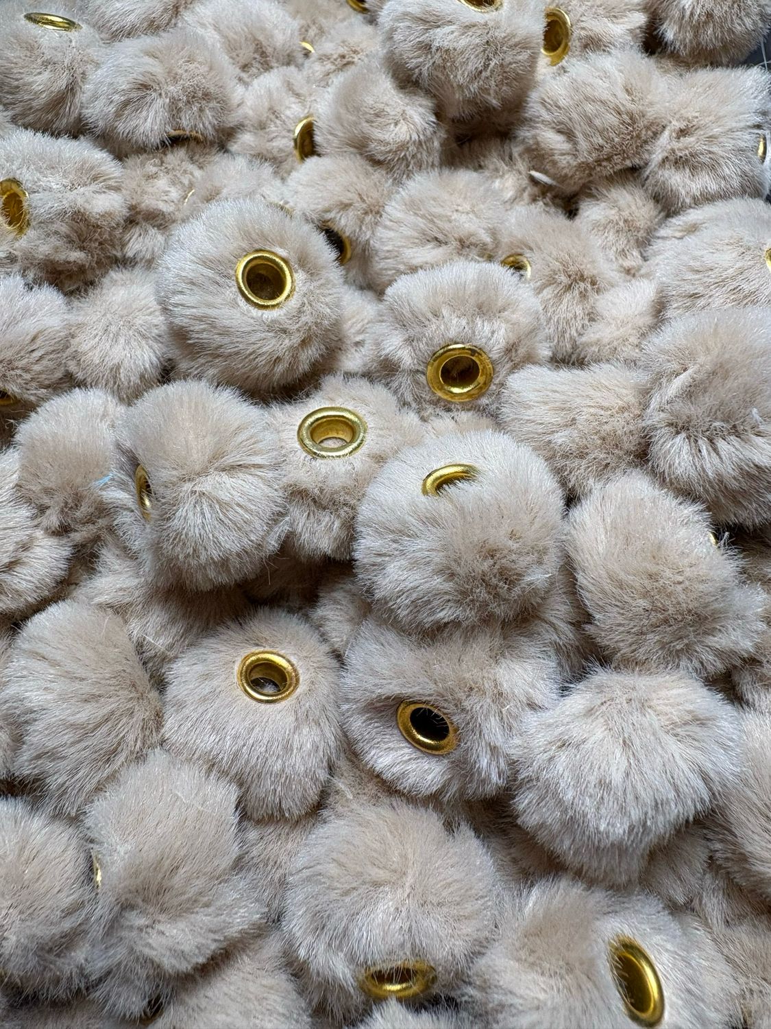 Tan Fluffy Pom Pom Spacer