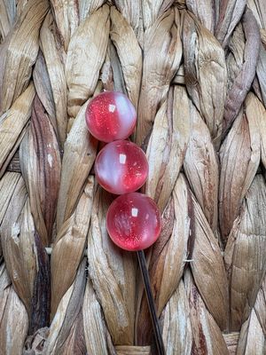 15mm Red and White Ombre Glitter Beads