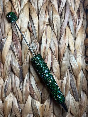 Dark Green &amp; Silver Rhinestone Pen