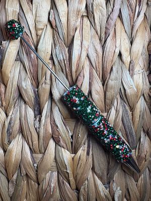 Green Christmas Rhinestone Pen