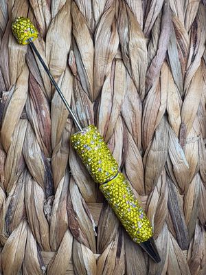 Yellow &amp; Silver Rhinestone Pen