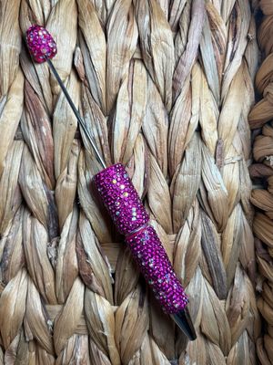 Dark Pink &amp; Silver Rhinestone Pen