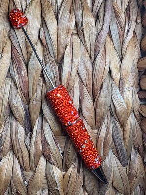 Orange &amp; Silver Rhinestone Pen