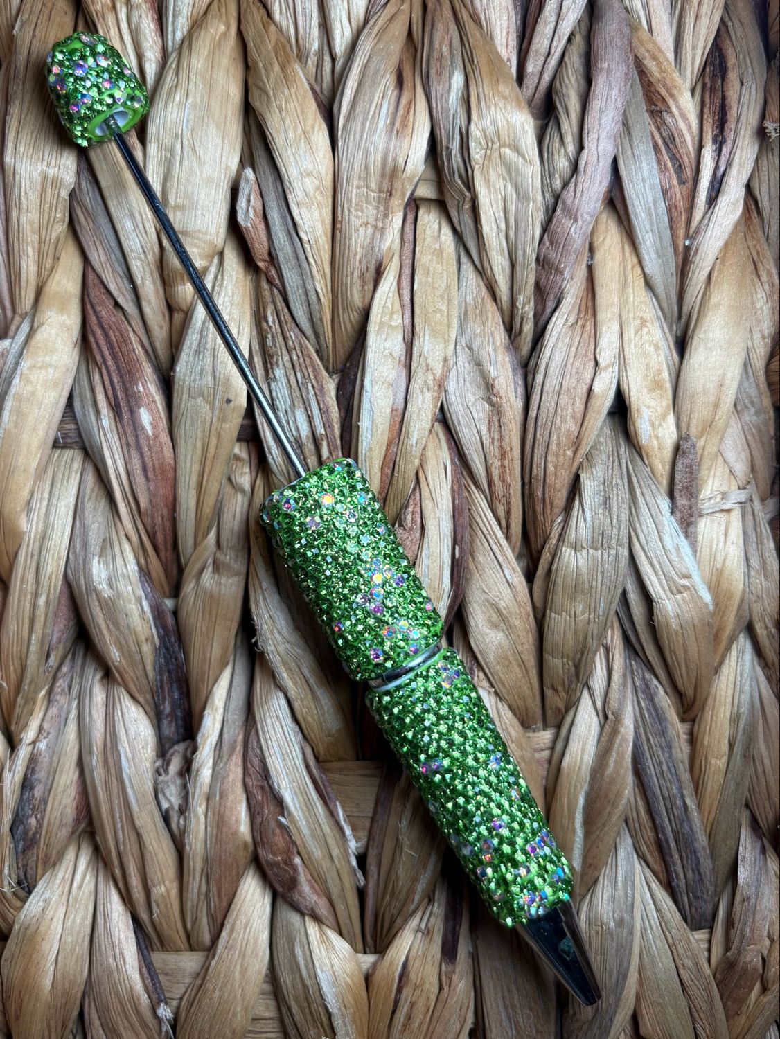 Light Green &amp; Silver Rhinestone Pen