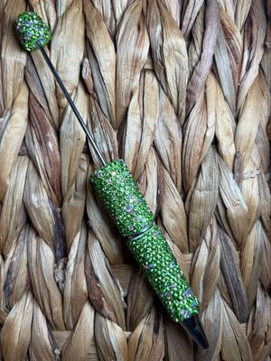 Light Green &amp; Silver Rhinestone Pen