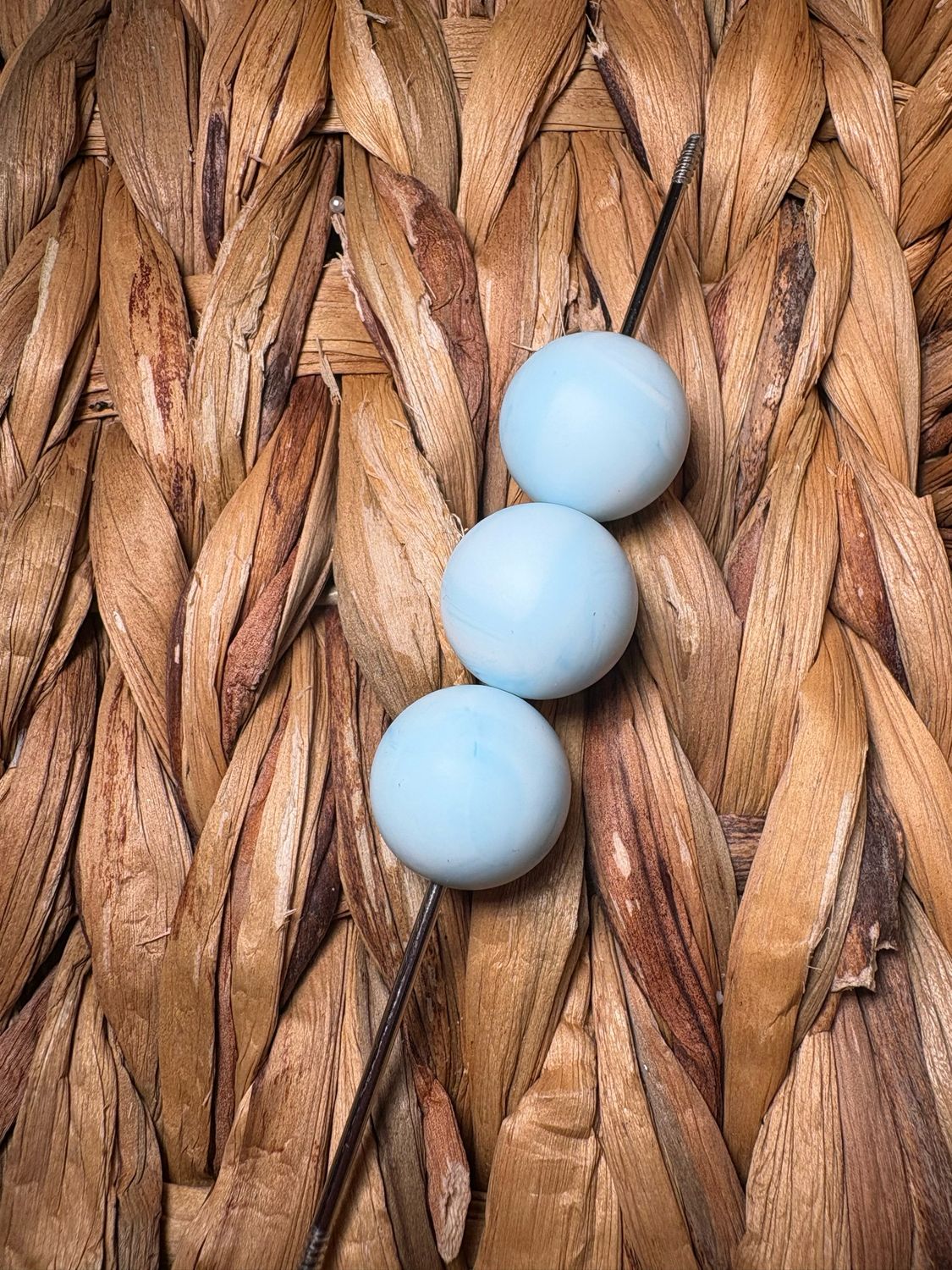 19mm Light Blue Marble Silicone Beads