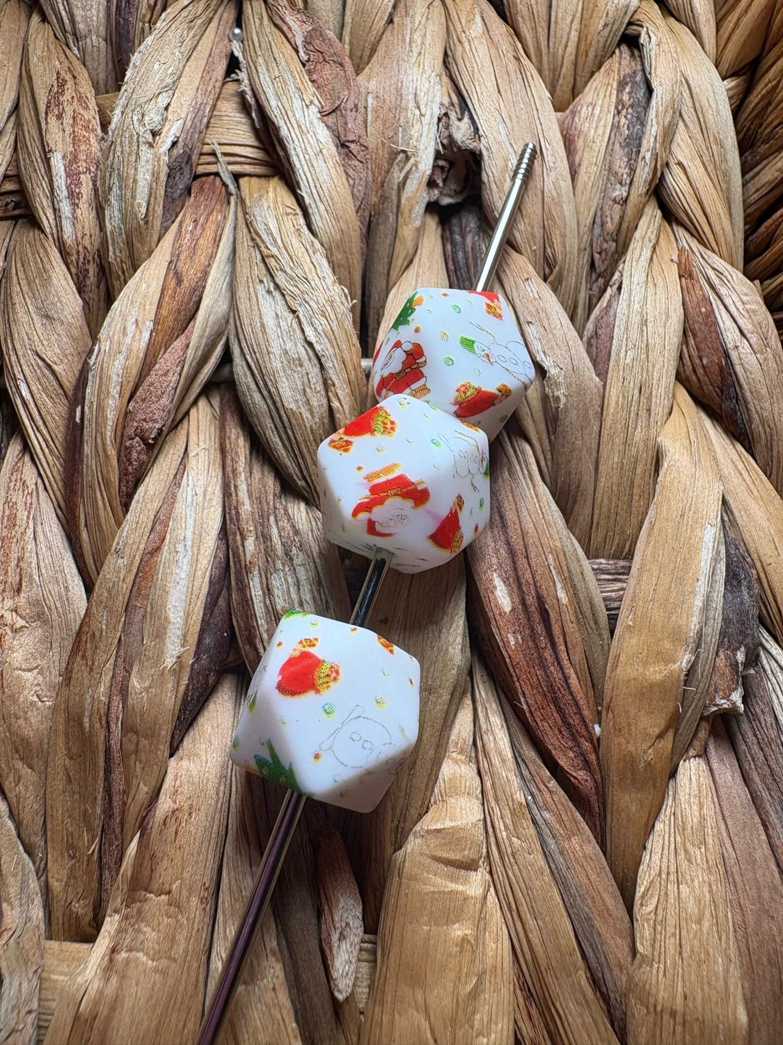 Christmas Hexagon Beads 