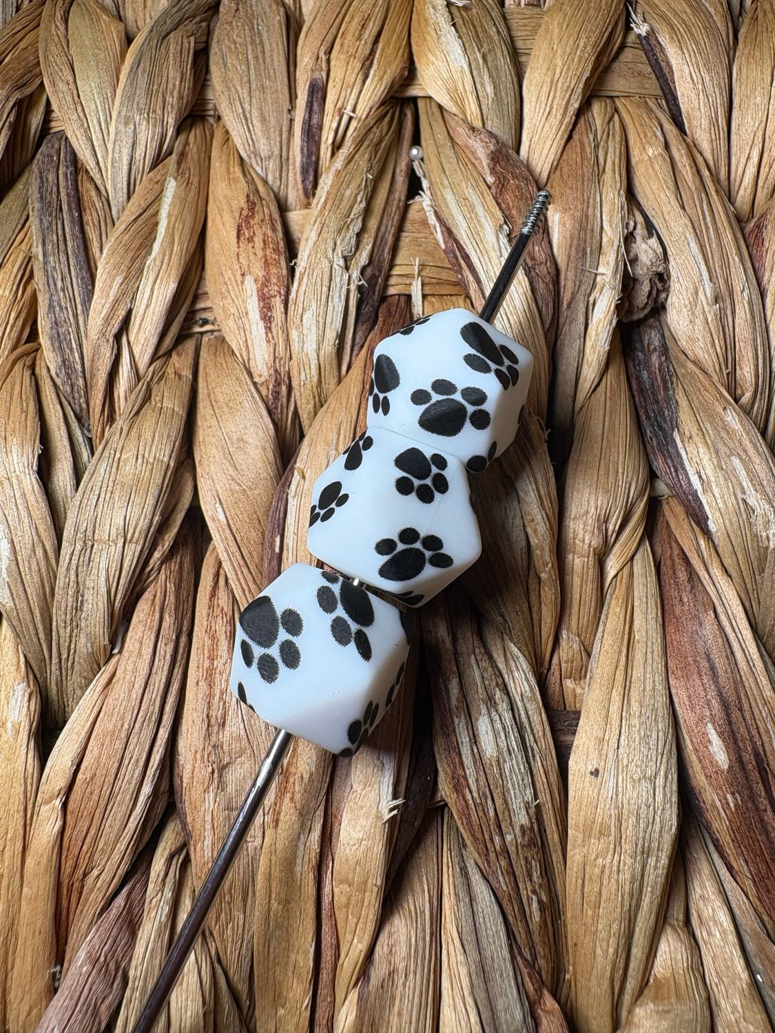 Dog Paw Hexagon Beads 