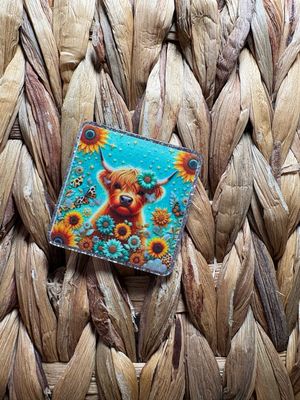 Cow Square with Sunflower Acrylic Flatback