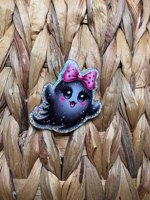 Ghost with Bow Acrylic Flatback