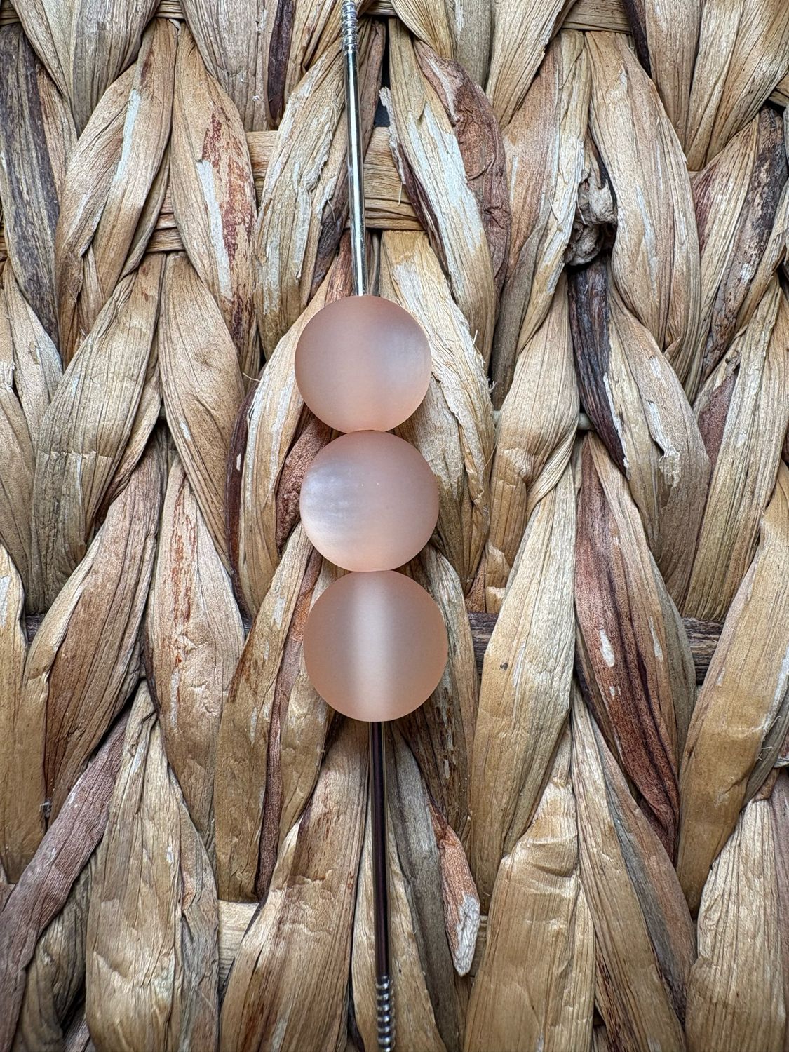 15mm Peach Frosted Cateye Beads