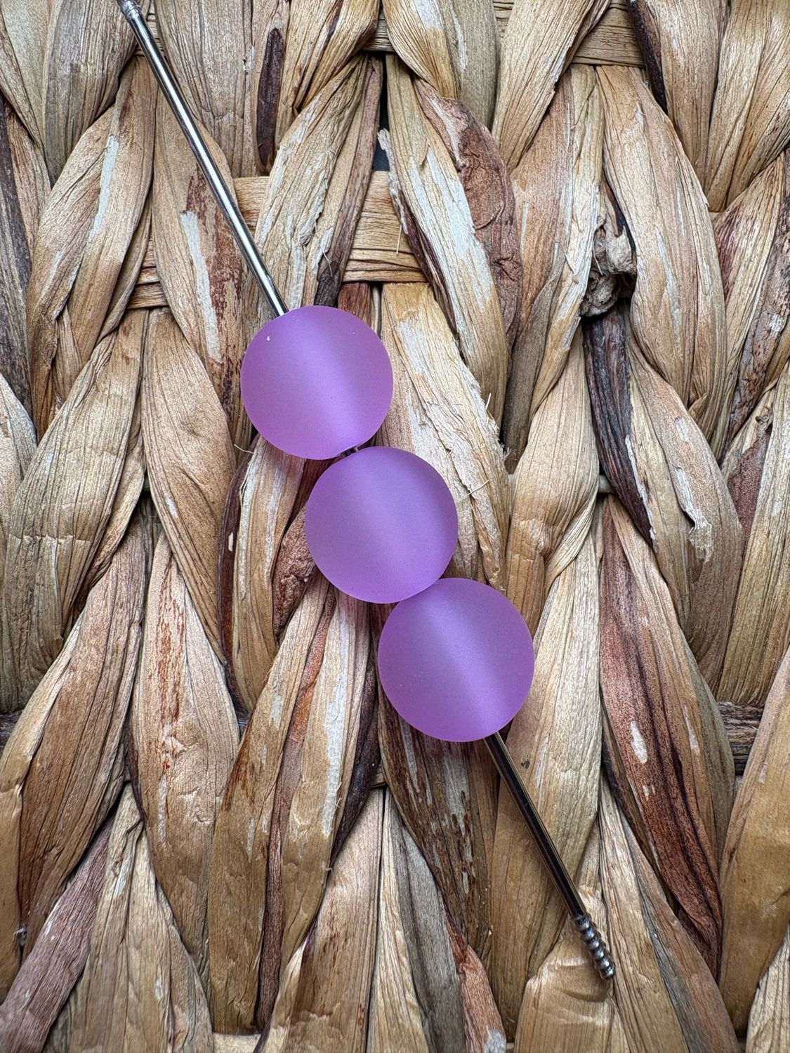 15mm Purple Frosted Cateye Beads