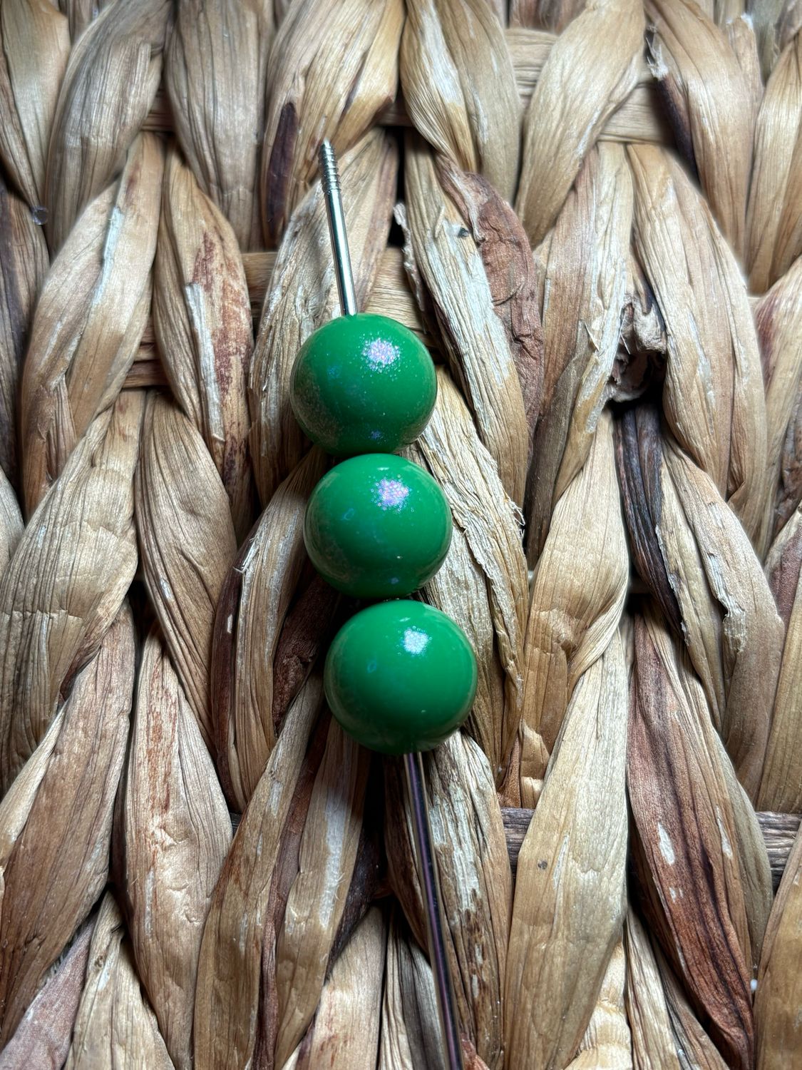 15mm Opal Dark Green Silicone Beads