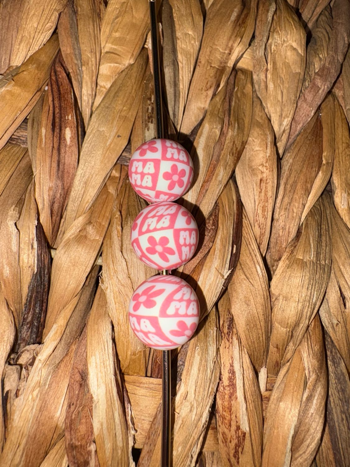 15mm MaMa Printed Silicone Beads