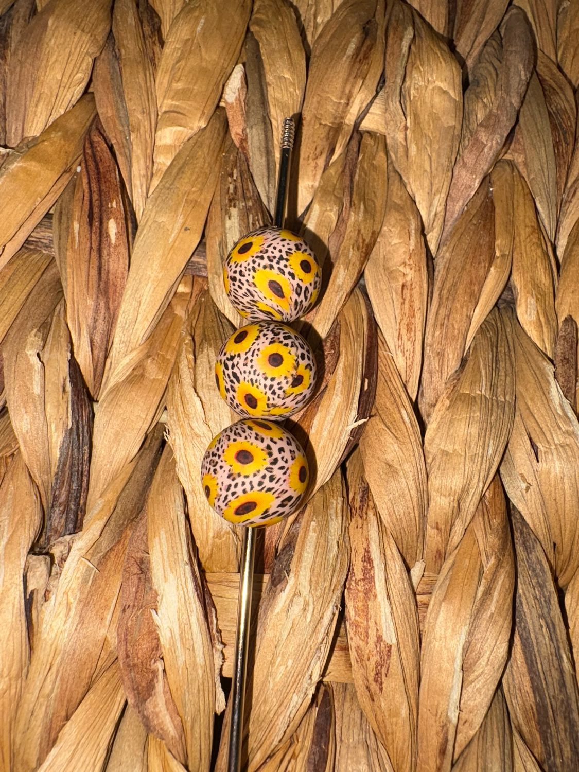15mm Sunflower Printed Silicone Beads