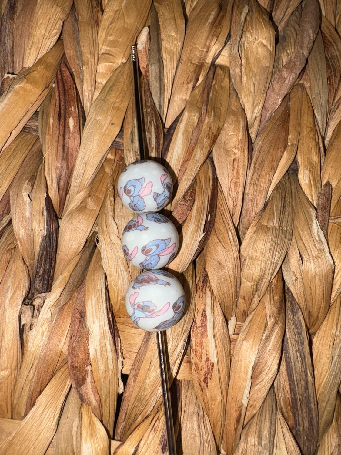 15mm Stitch Printed Silicone Beads
