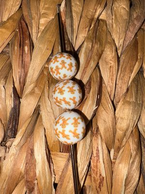 15mm Gingerbread Man Printed Silicone Beads