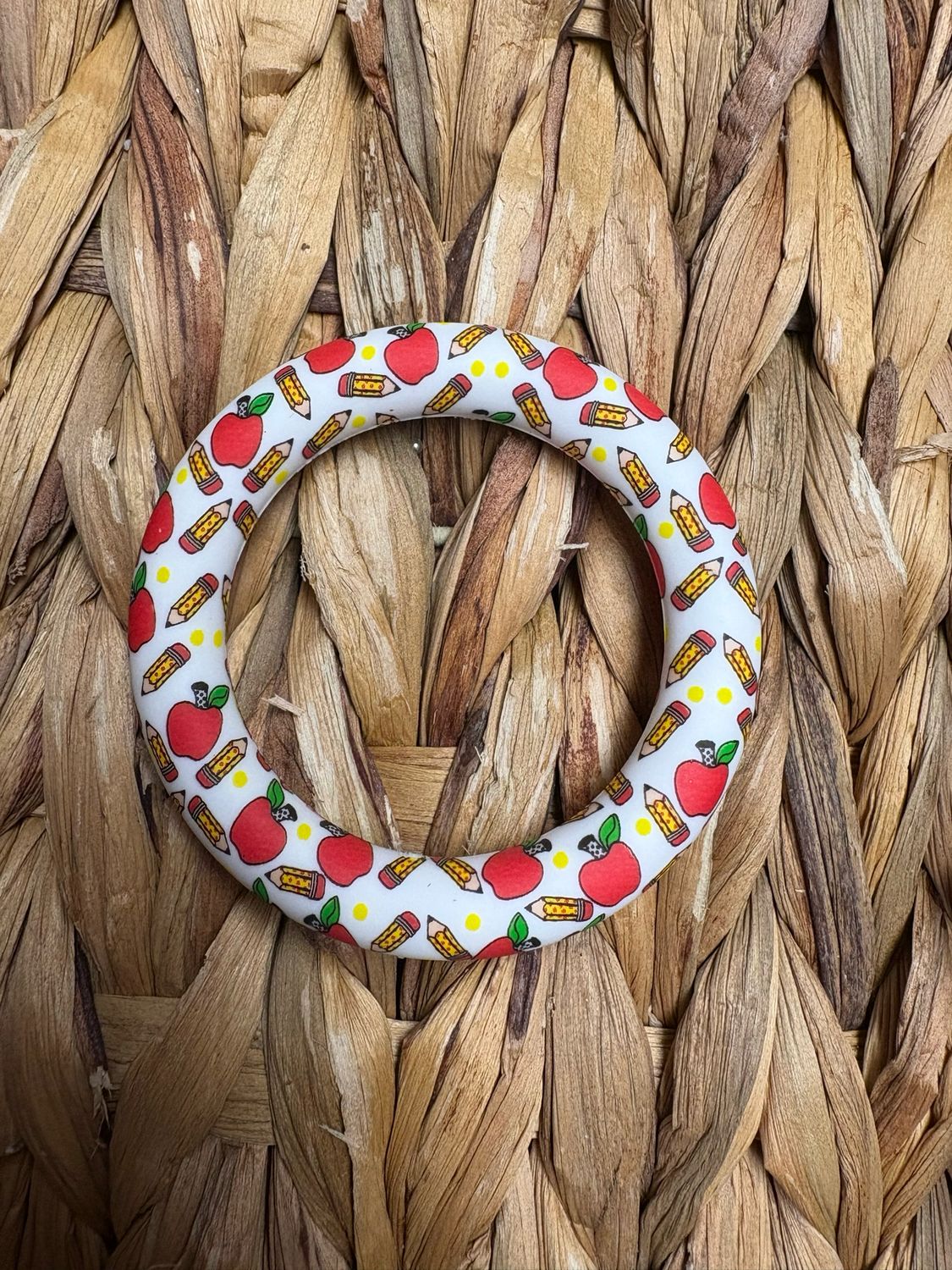 Apple &amp; Pencil (Teacher) Silicone Rings